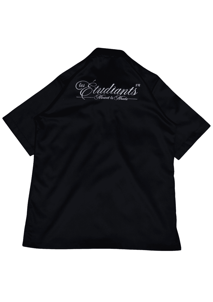 Classic Black Workshirt - Back view with Les Étudiants embroidery