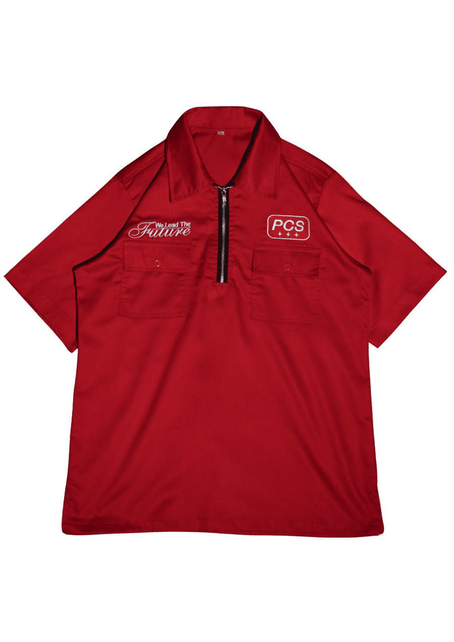 Royal Red Workshirt - Front view with PCS logo embroidery