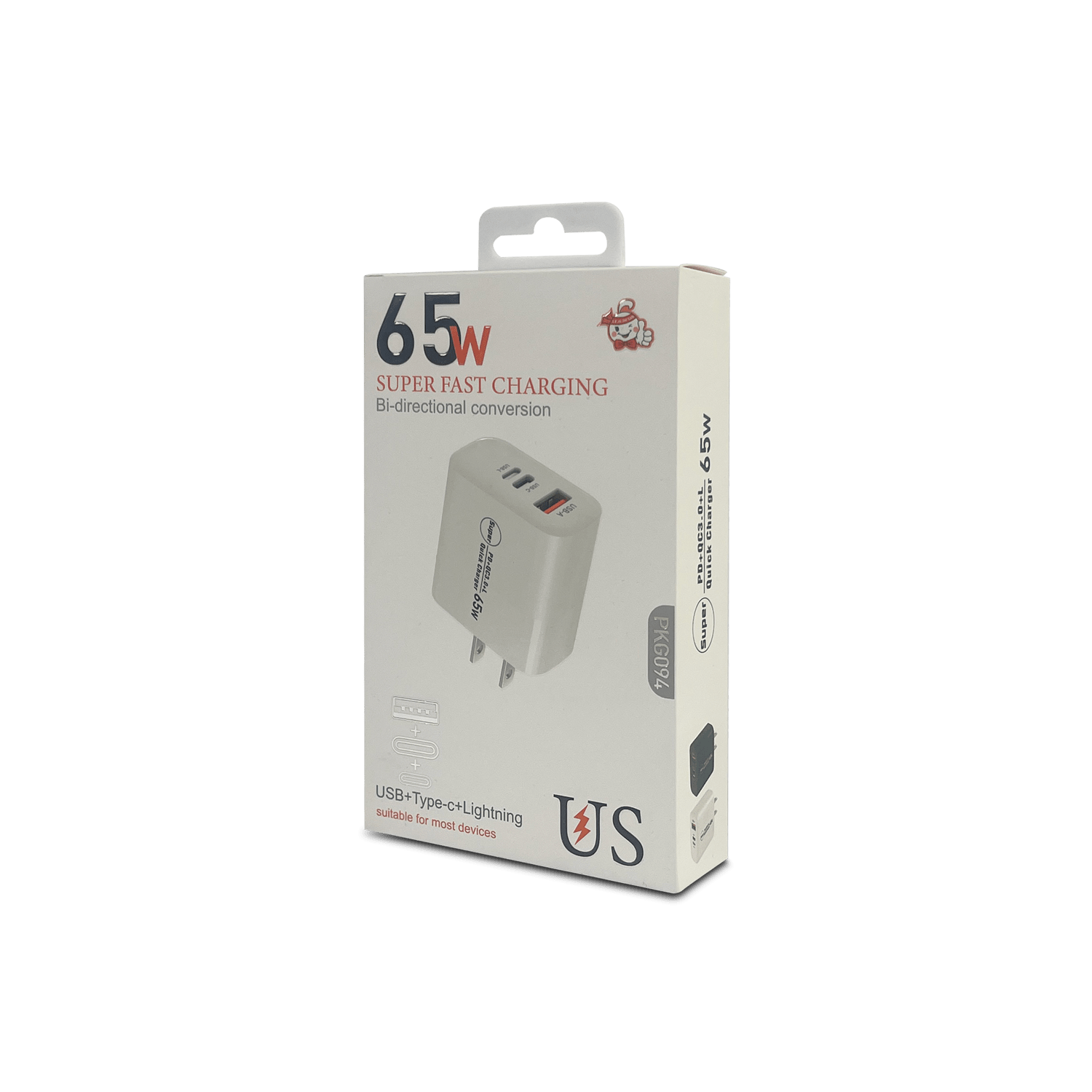 Cargador Cubo PKG094 PD QC 65W - CARGADOR CUBO PKG094 PD QC 65W WHITE