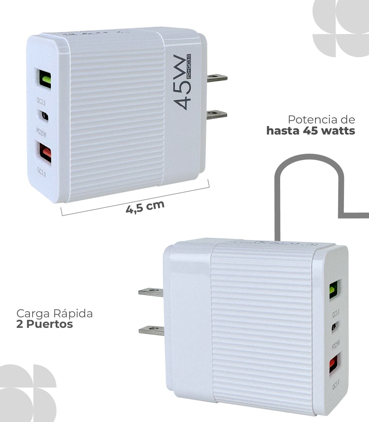 CARGADOR KEKE 922 2 EN 1 45W BLACK