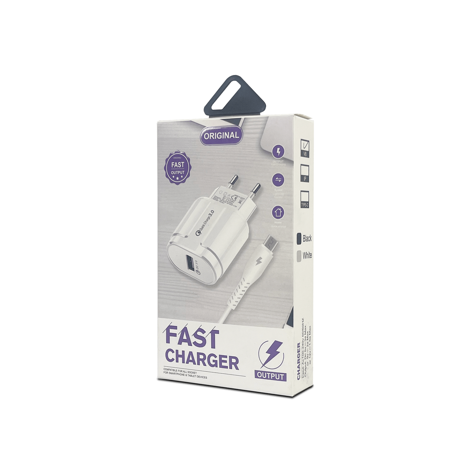CARGADOR FAST CHARGER V8 3.0 BLACK