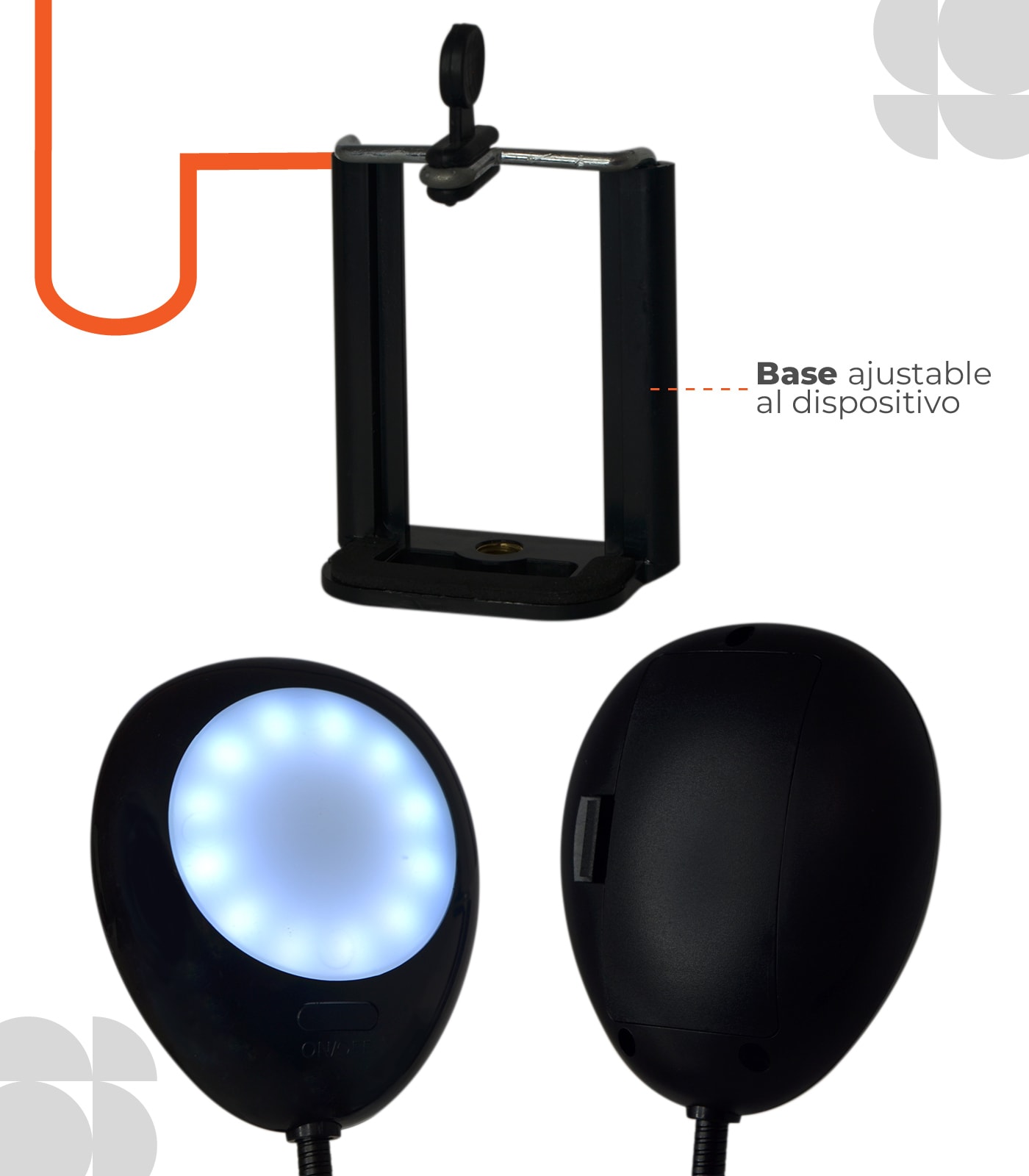 TRIPODE+LUZ MINI BLACK