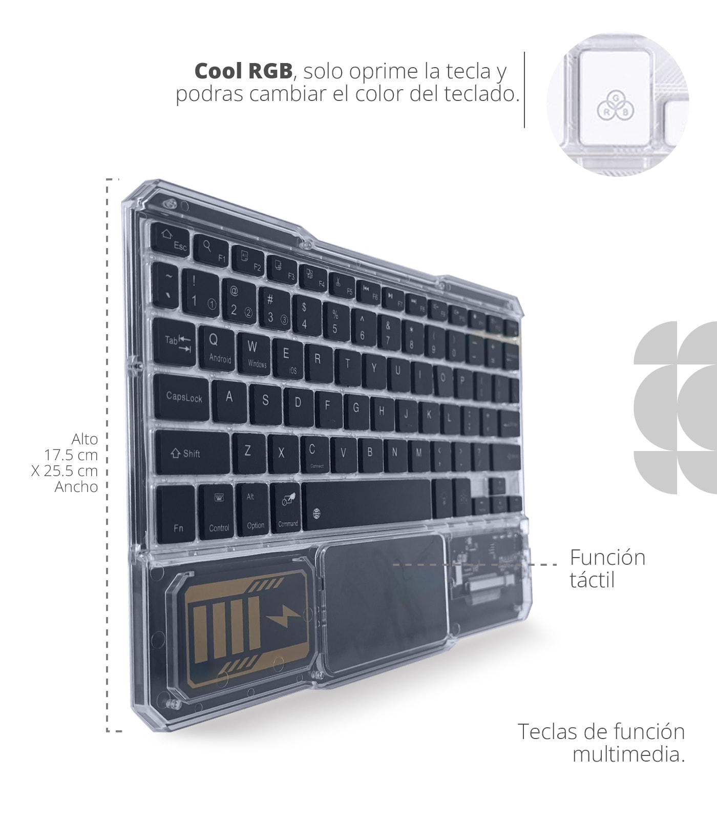 TECLADO TRANSPARENTE10 IN.BLACK