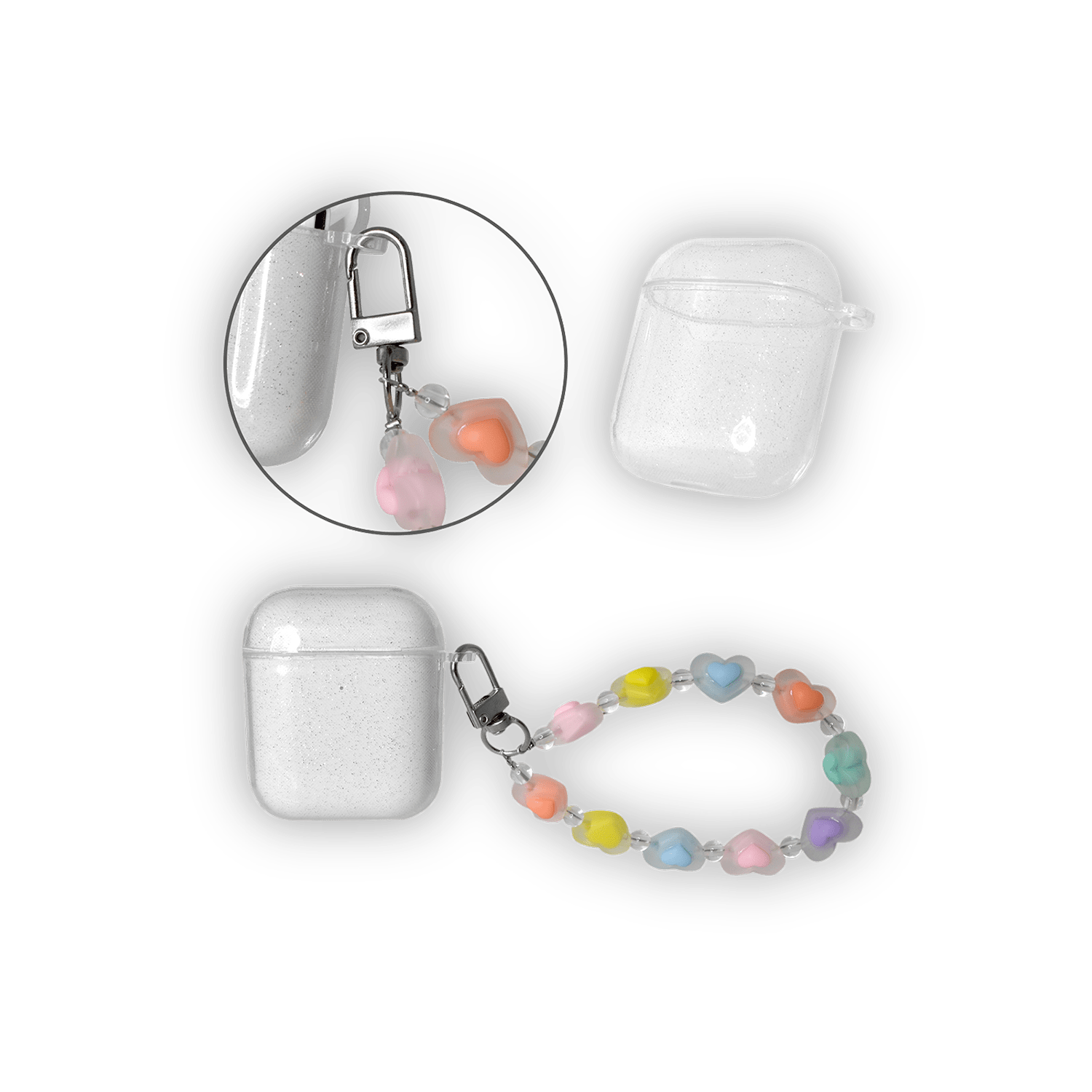 FUNDA ESCARCHA AIRPODS 1/2 MANILLA