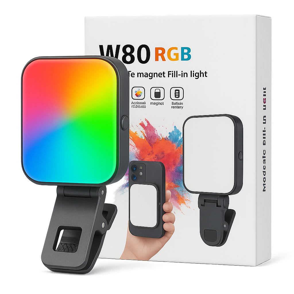 Luz Led para Cámara Portáti W80 RGB - LUZ LED PARA CÁMARA PORTÁTIL W80 RGB