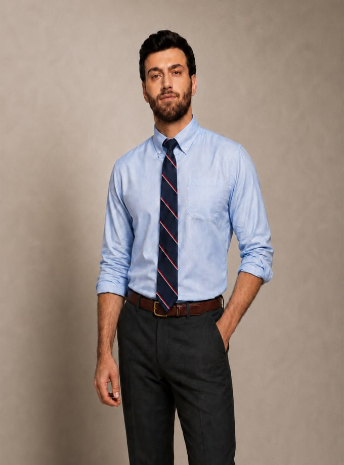 Long Sleeve Button Down Collar Oxford Classic Shirt