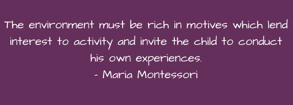 Image of The environment must be rich in motives which lend interest to activity and invite the child to conduct his own experiences.