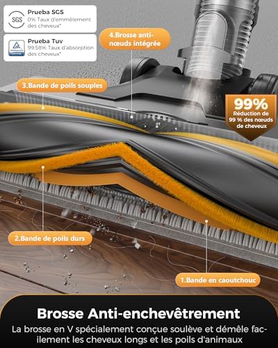 Vue 3 de Proscenic Aspirateur Balai