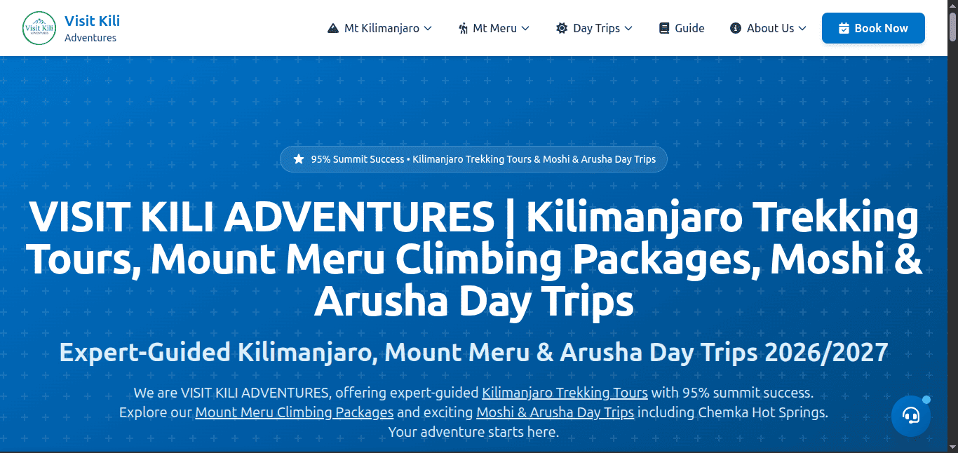 Visit Kili Adventures booking platform