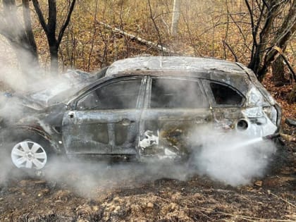 Во Владимирской области в результате аварии сгорела легковушка