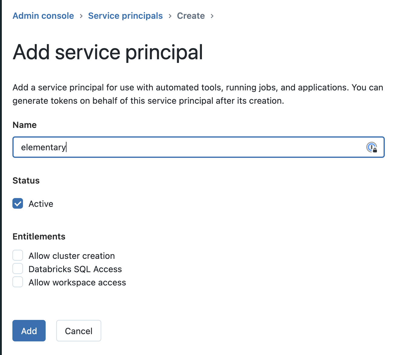 Add service principal