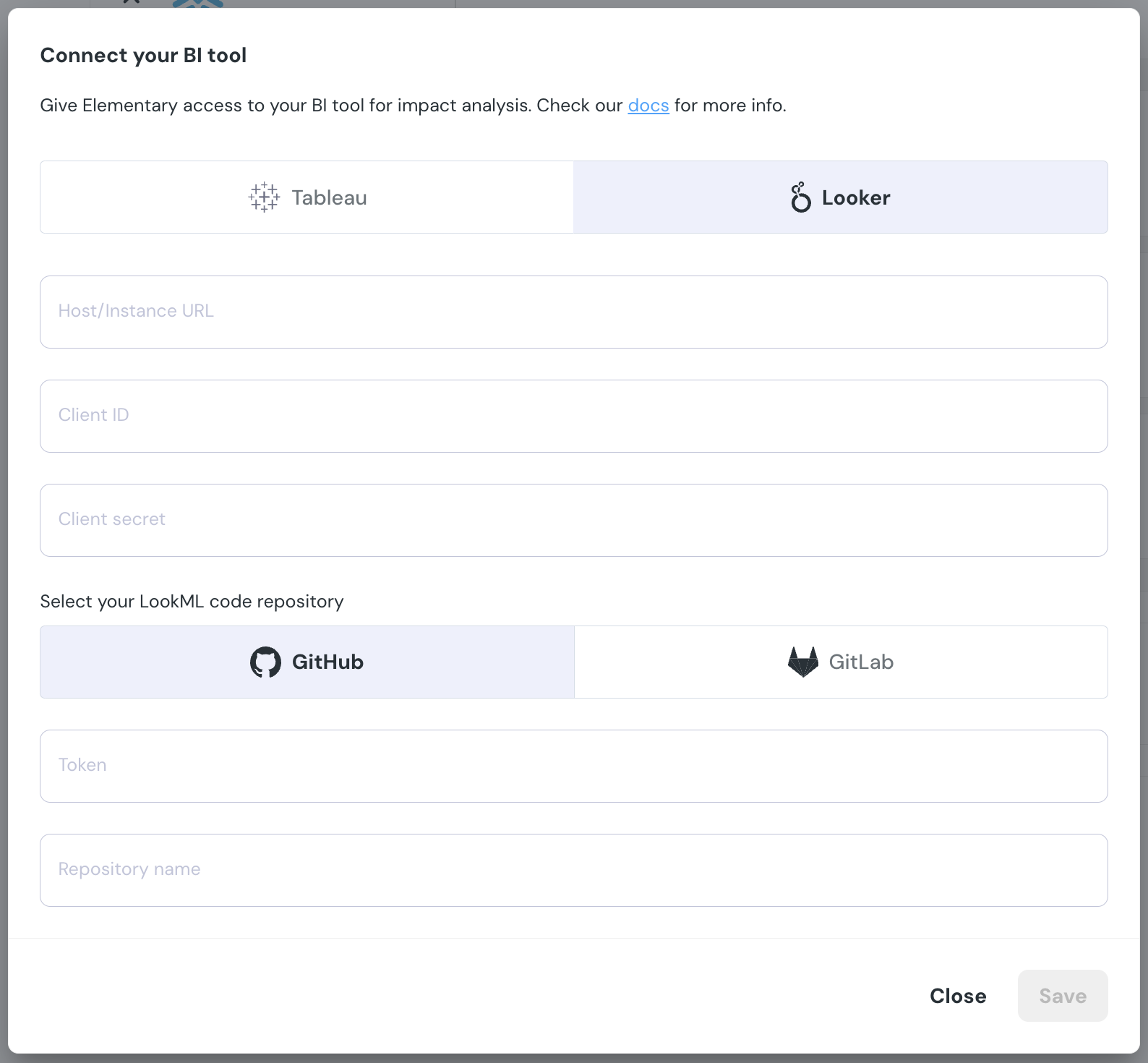 Connect Looker to Elementary environment