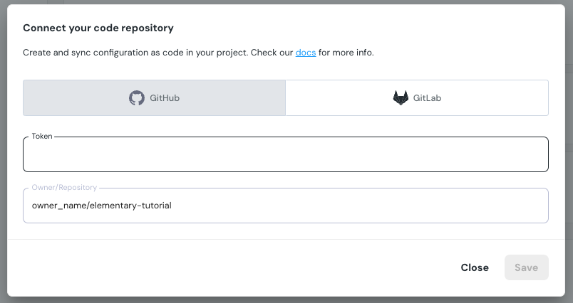 Github connection to Elementary