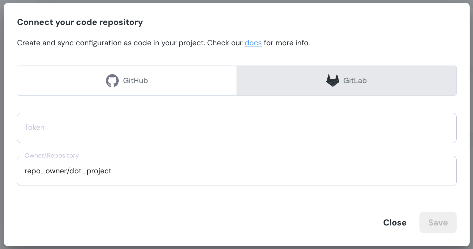 Gitlab connection to Elementary