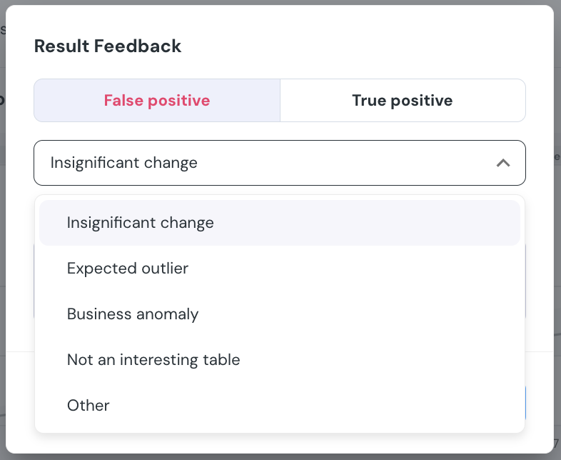 False positive result feedback