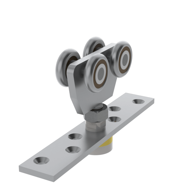 30051-Rullevogn for foldedør 4 stålhjul med beslag,senter