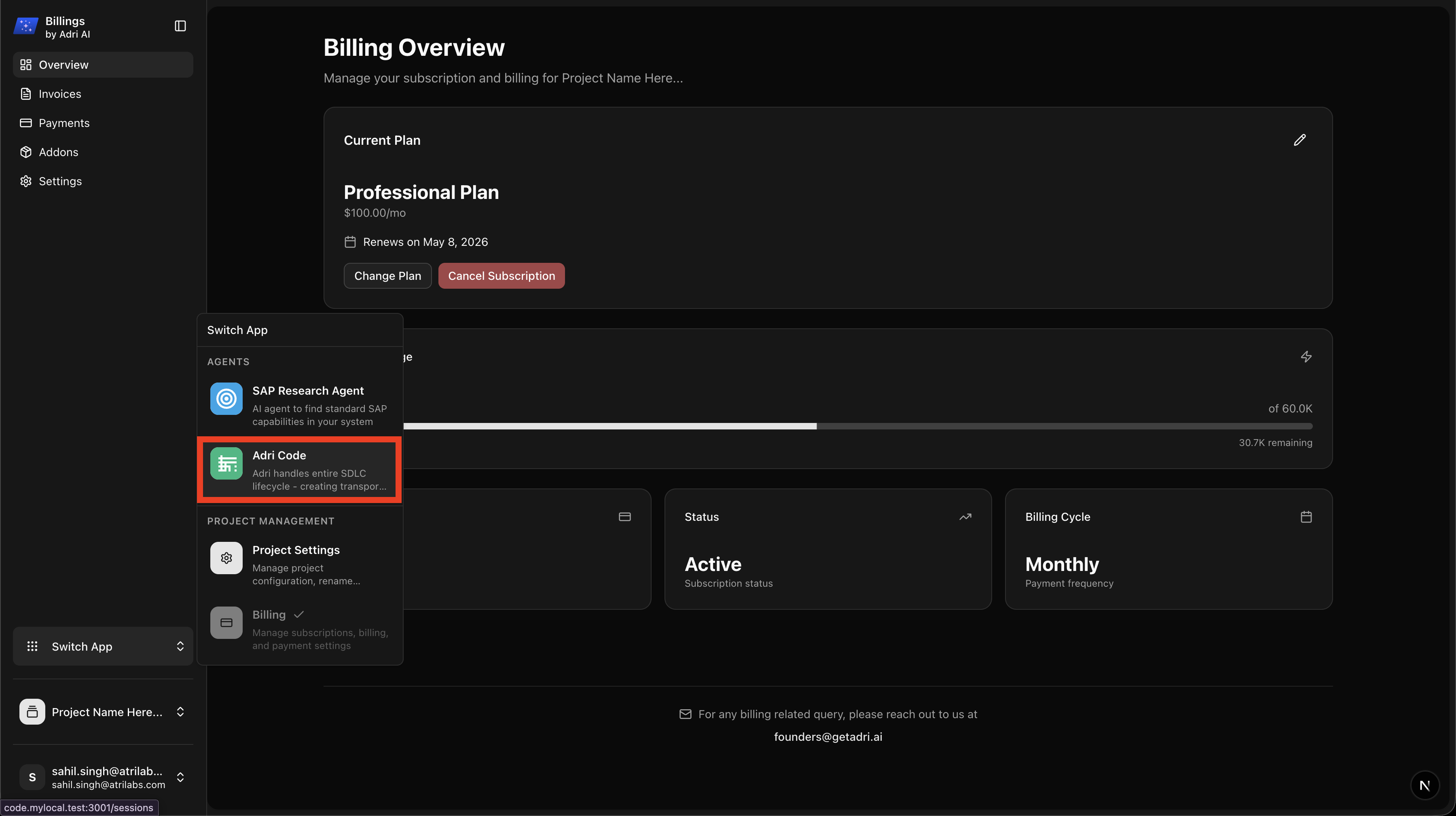 Step 5 placeholder: highlight Project Switcher