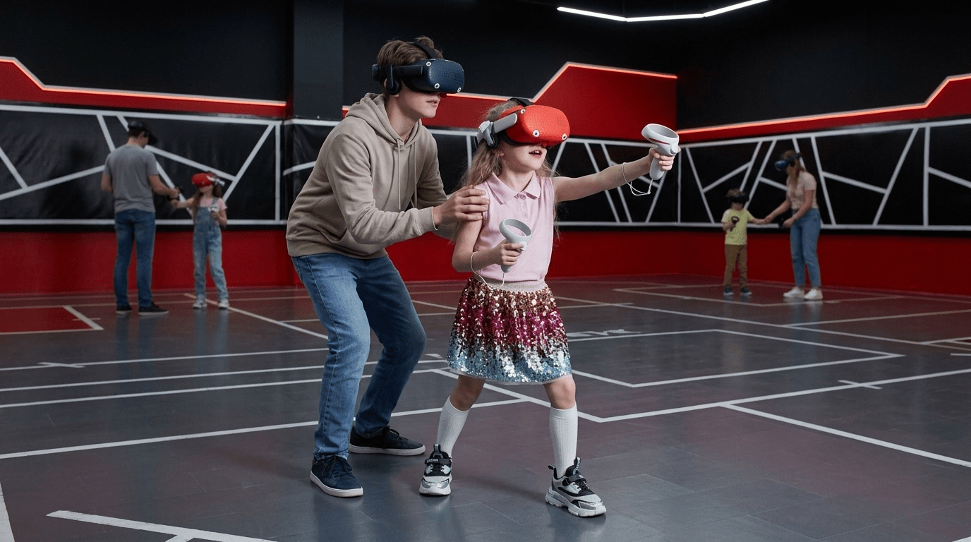 Игроки WARPOINT ARENA в Пензе используют автономные шлемы для свободного перемещения по площадке