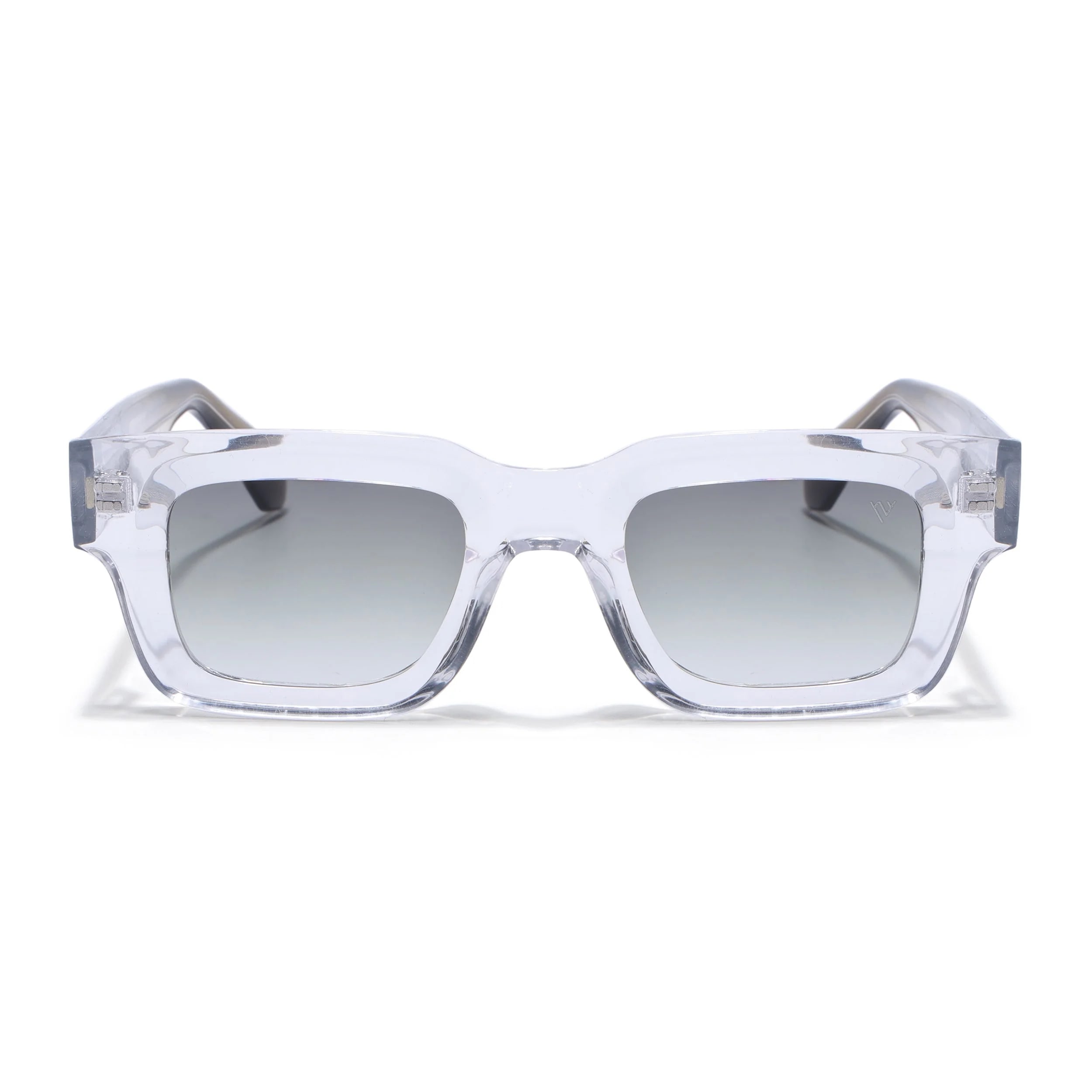 Rectangle Polarized Sunglasses for Men & Women (Olive Lens | Transparent Frame - PMG7958)