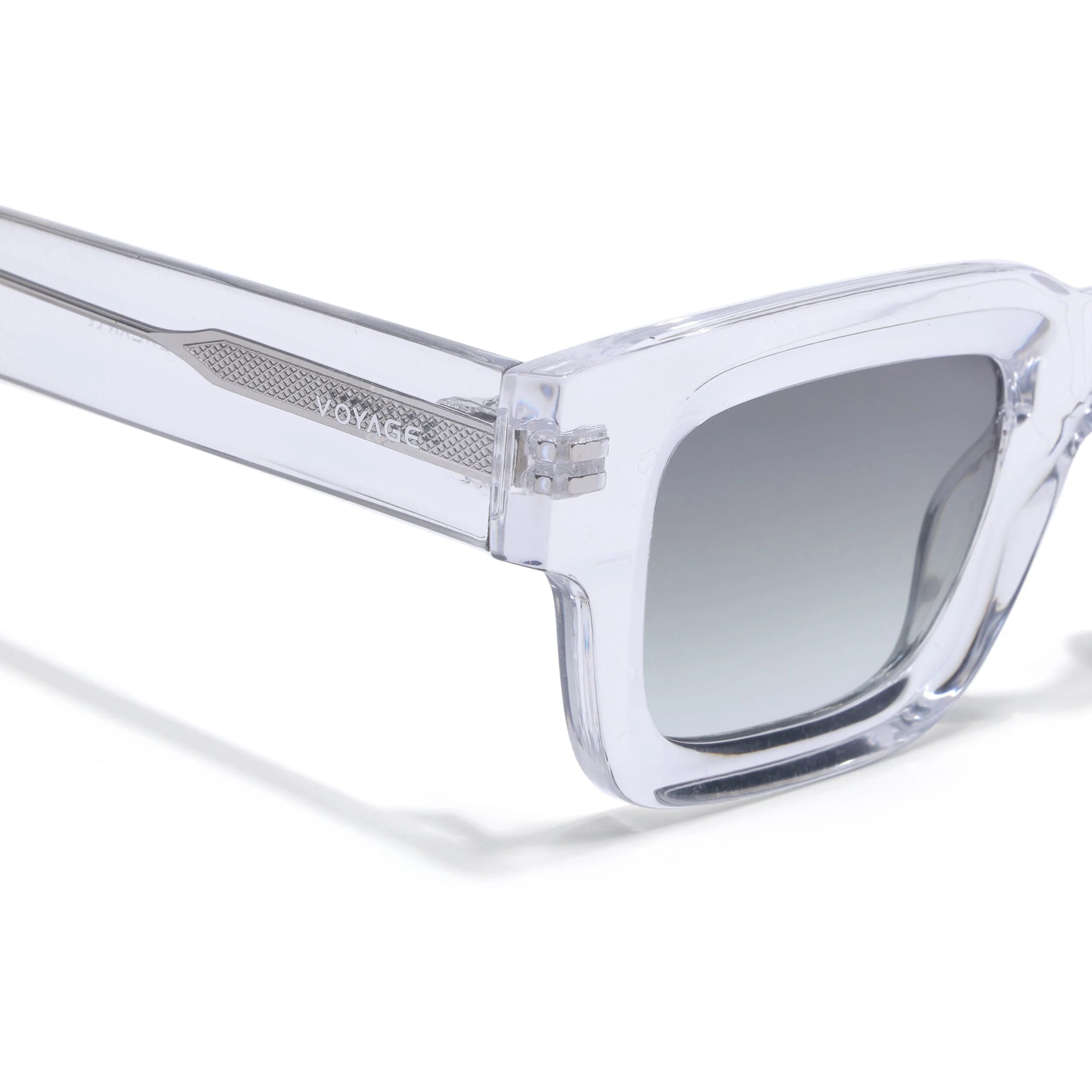Rectangle Polarized Sunglasses for Men & Women (Olive Lens | Transparent Frame - PMG7958)