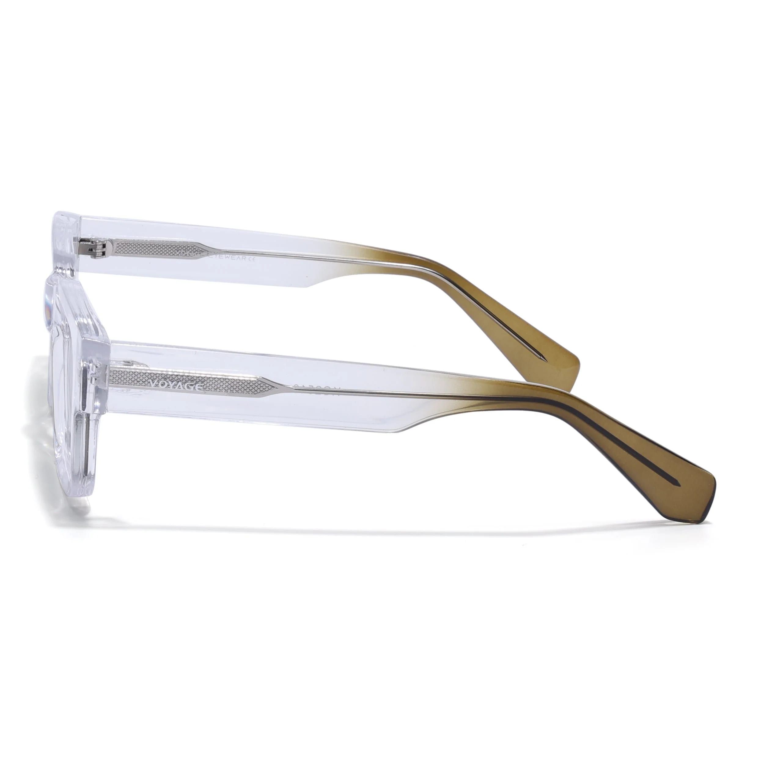 Rectangle Polarized Sunglasses for Men & Women (Olive Lens | Transparent Frame - PMG7958)