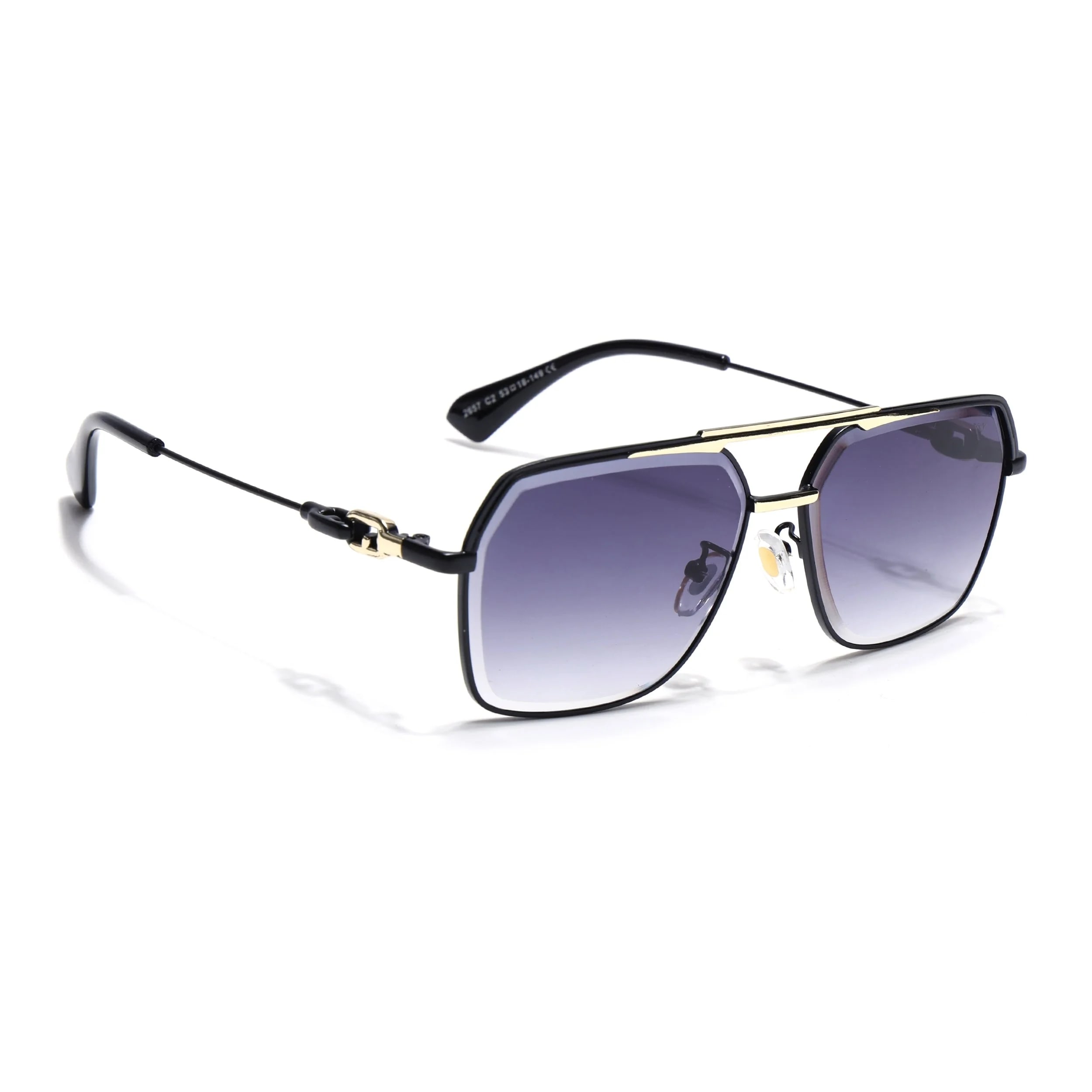 Wayfarer Sunglasses for Men & Women (Grey & Clear Lens | Golden & Black Frame - MG7531)