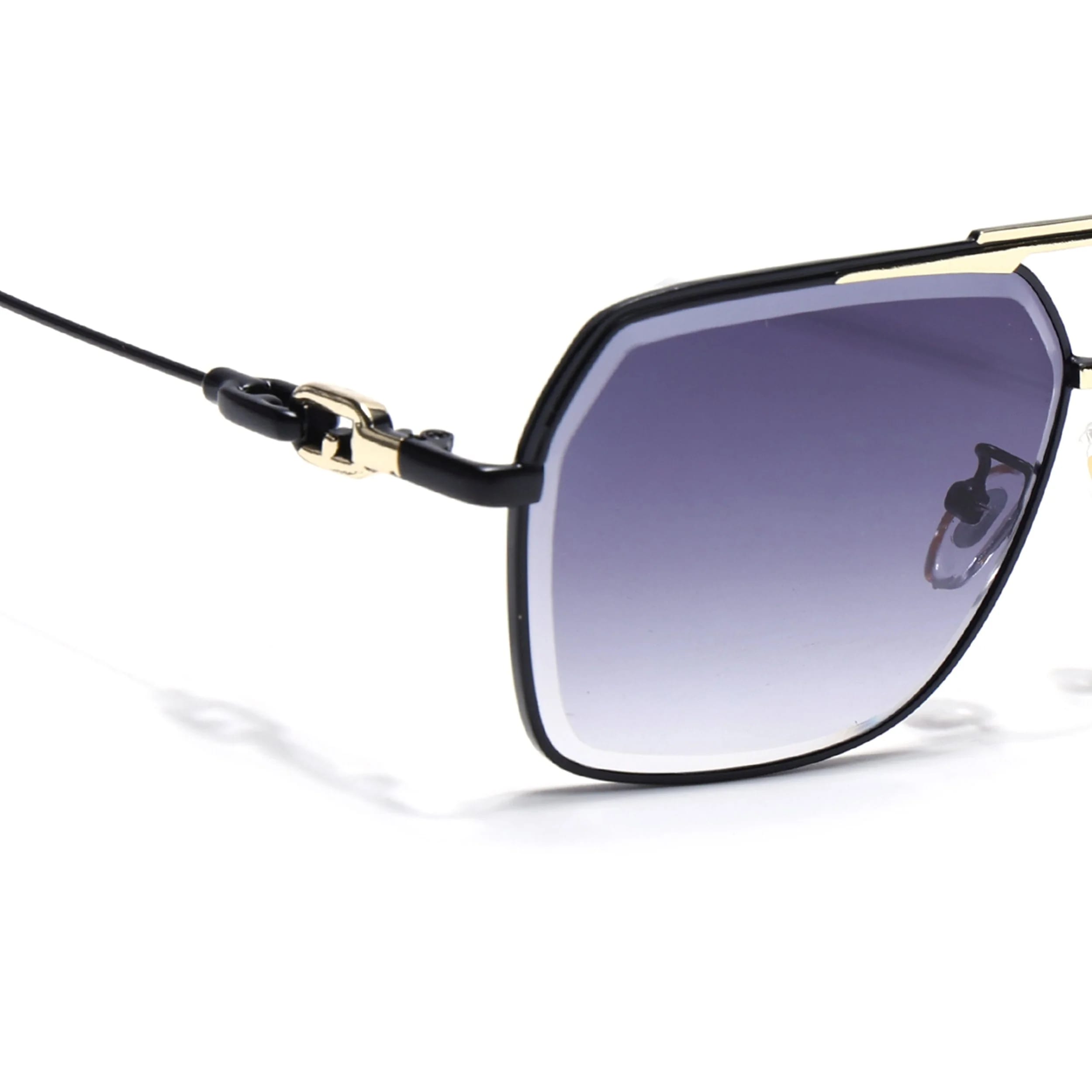 Wayfarer Sunglasses for Men & Women (Grey & Clear Lens | Golden & Black Frame - MG7531)