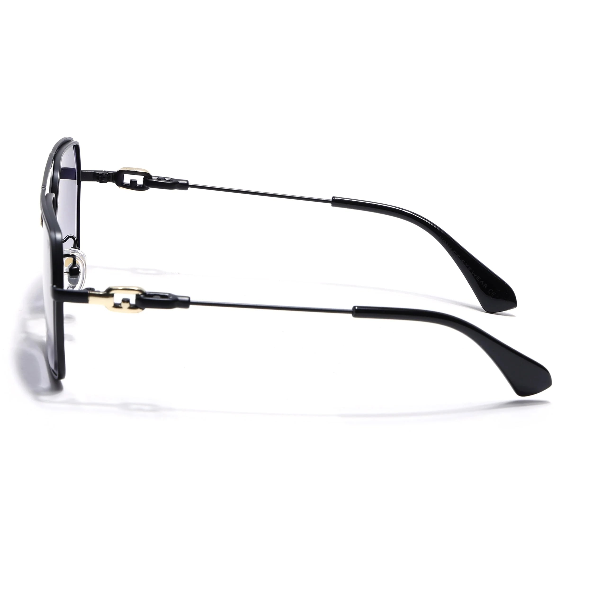 Wayfarer Sunglasses for Men & Women (Grey & Clear Lens | Golden & Black Frame - MG7531)
