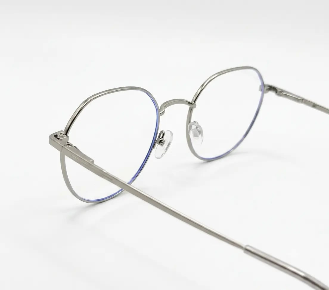 EYECONIC|GEOMETRIC ROUND FULL RIM METAL | BLACK & SILVER | SIZE:- M