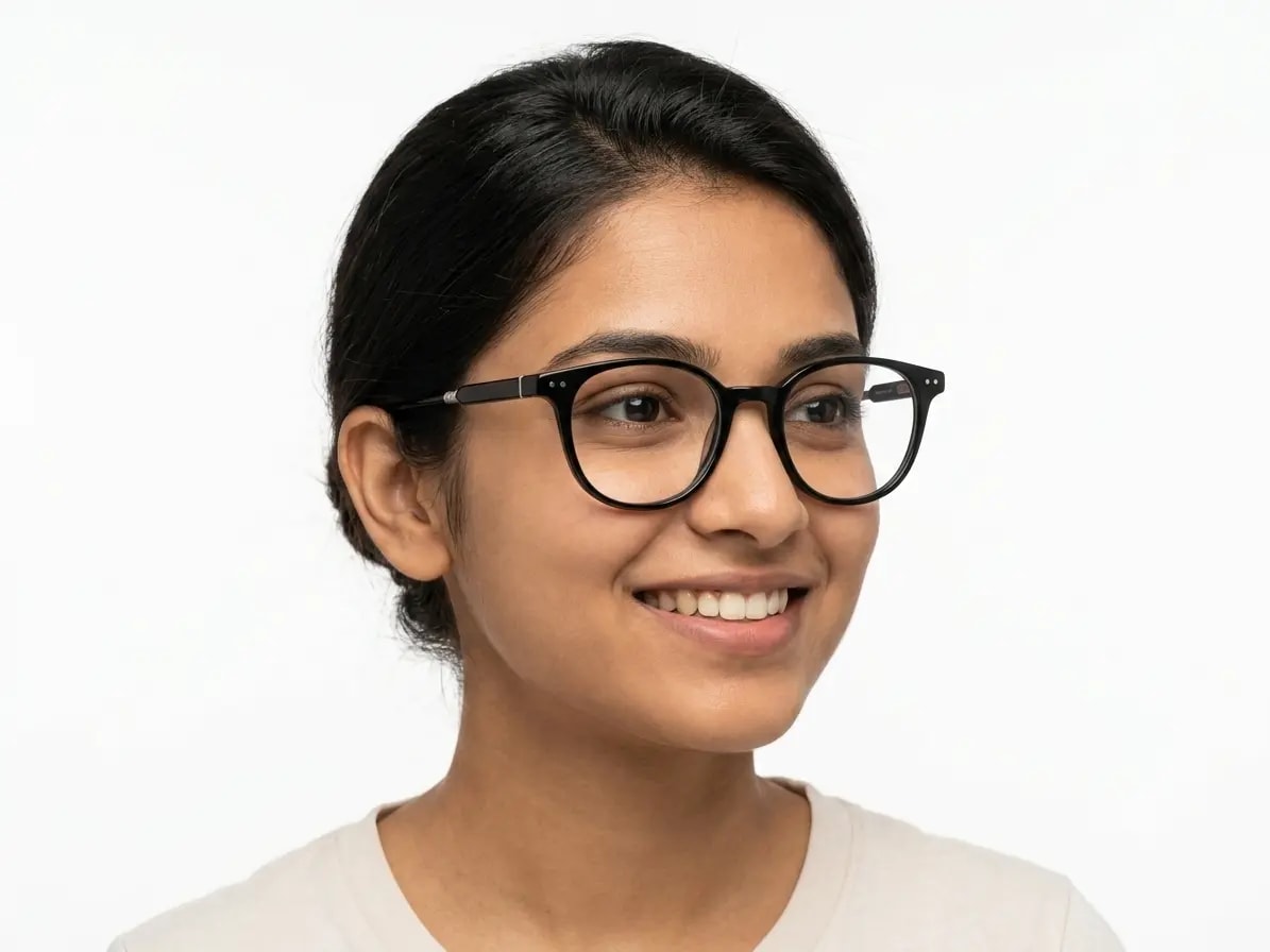 EYECONIC |ROUND FULL RIM LIGHTWEIGHT FRAME | G.BLACK | SIZE :- M
