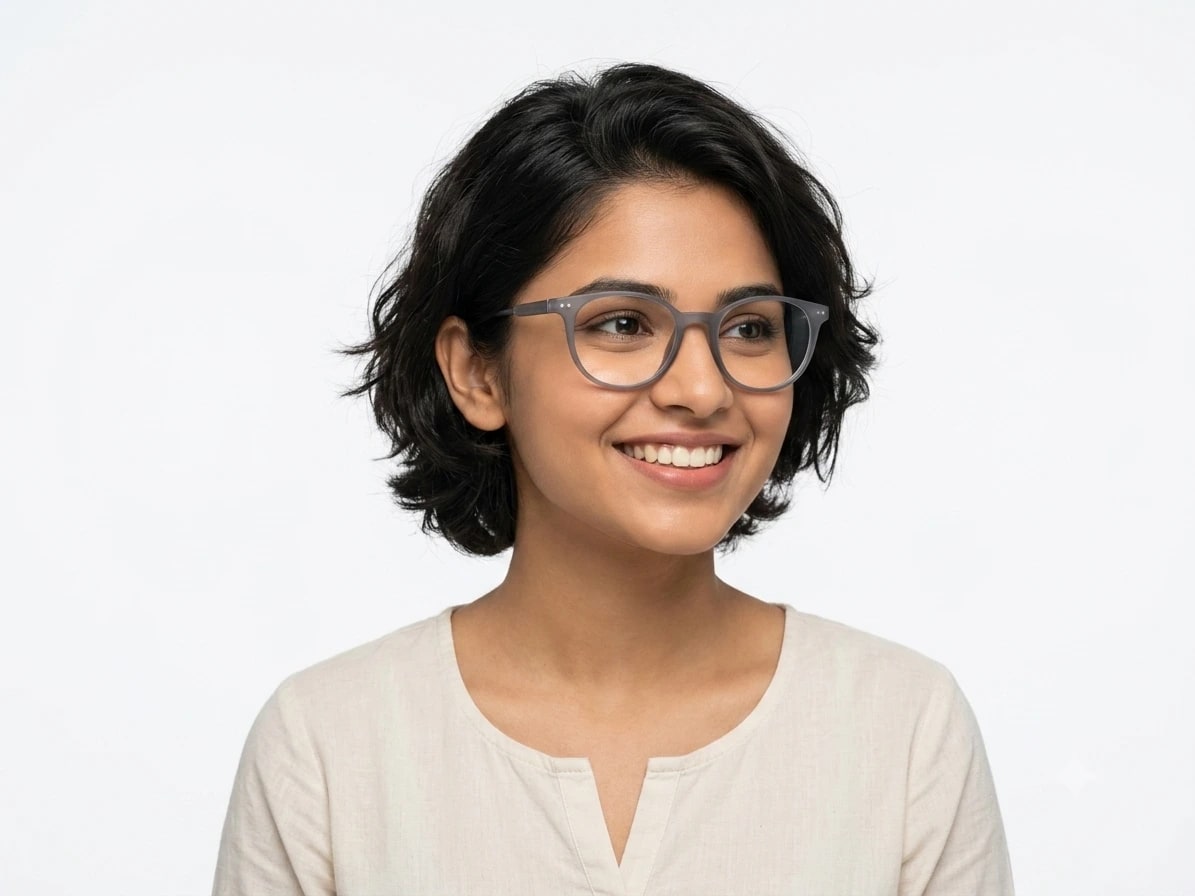 EYECONIC |ROUND FULL RIM LIGHTWEIGHT FRAME | MATTE GREY | SIZE :- M