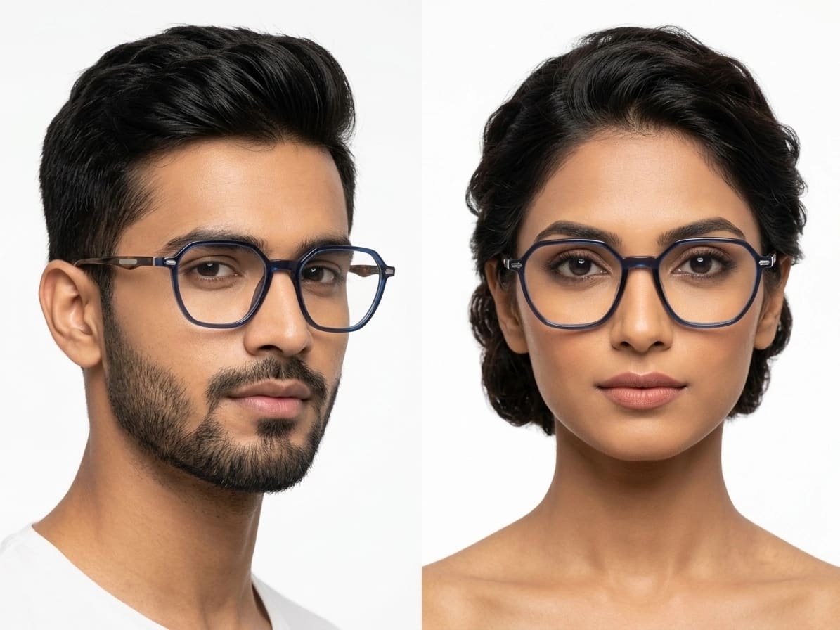 EYECONIC|HEXAGONAL UNISEX FULL RIM |G.NAVYBLUE | SIZE :- M