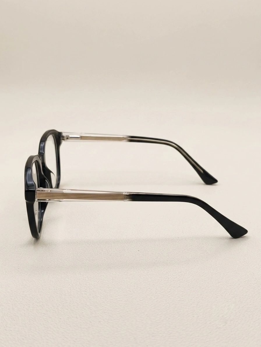 EYECONIC| HAND MADE | ACCETATE | BLACK | SIZE :- L WITH FREE ZERO POWER BLUCUT LENS