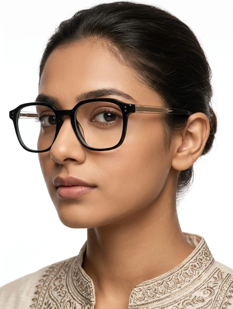 EYECONIC| HAND MADE | ACCETATE | BLACK | SIZE :- L WITH FREE ZERO POWER BLUCUT LENS