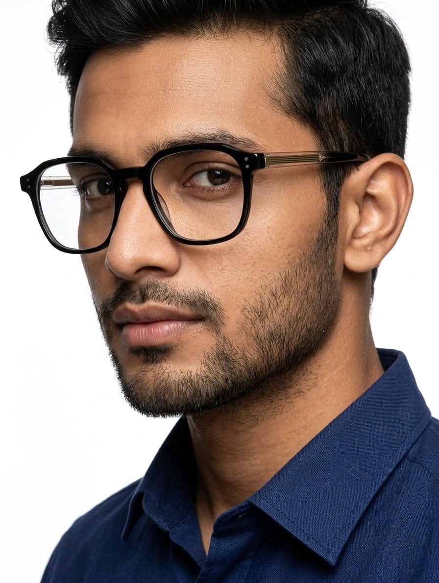 EYECONIC| HAND MADE | ACCETATE | BLACK | SIZE :- L WITH FREE ZERO POWER BLUCUT LENS