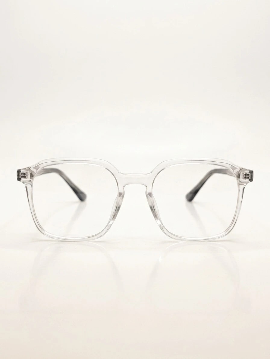 EYECONIC| HAND MADE | ACCETATE | TRANSPARENT & BLACK | SIZE :- L WITH FREE ZERO POWER BLUCUT LENS