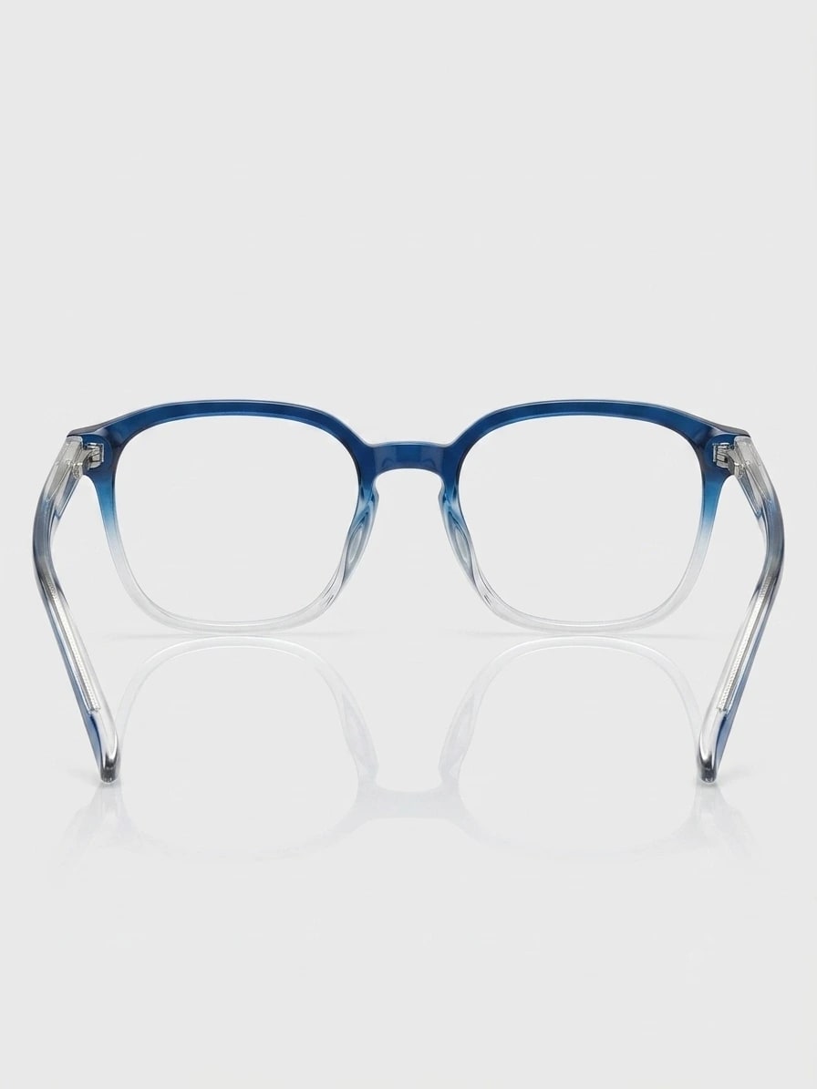 EYECONIC| HAND MADE | ACCETATE | BLUE & CLEAR | SIZE :- L WITH FREE ZERO POWER BLUCUT LENS