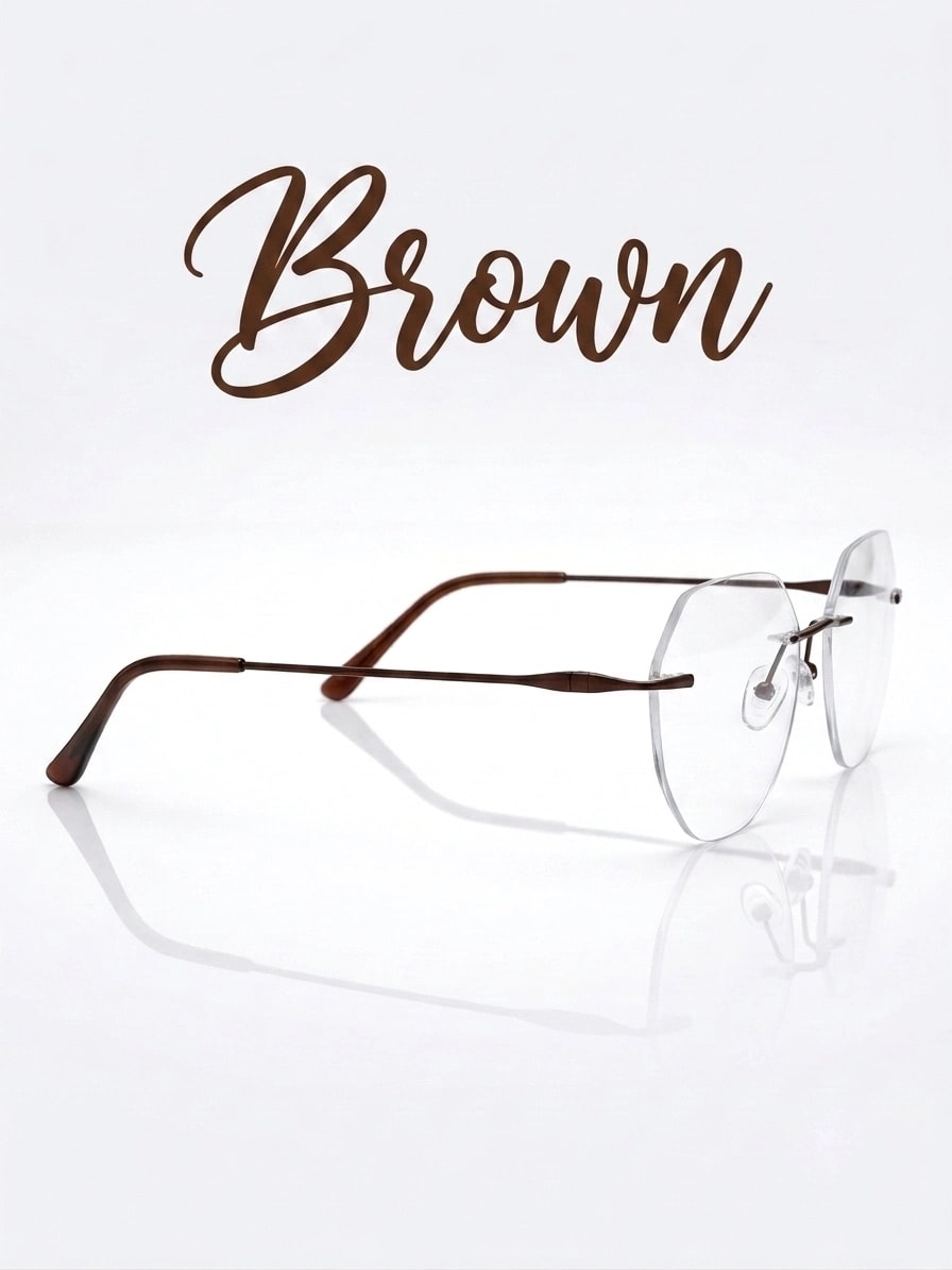 RIMLESS FRAME  | UNISEX | SILVER | SIZE :- M WITH FREE ZERO POWER BLU CUT LENSES