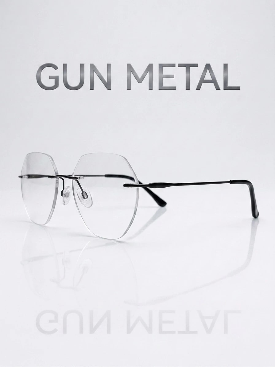 RIMLESS FRAME  | UNISEX | SILVER | SIZE :- M WITH FREE ZERO POWER BLU CUT LENSES