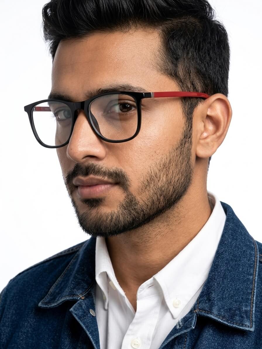 EYECONIC FLEXIBLE | UNISEX | SQUARE |BLACK&RED| SIZE :- M