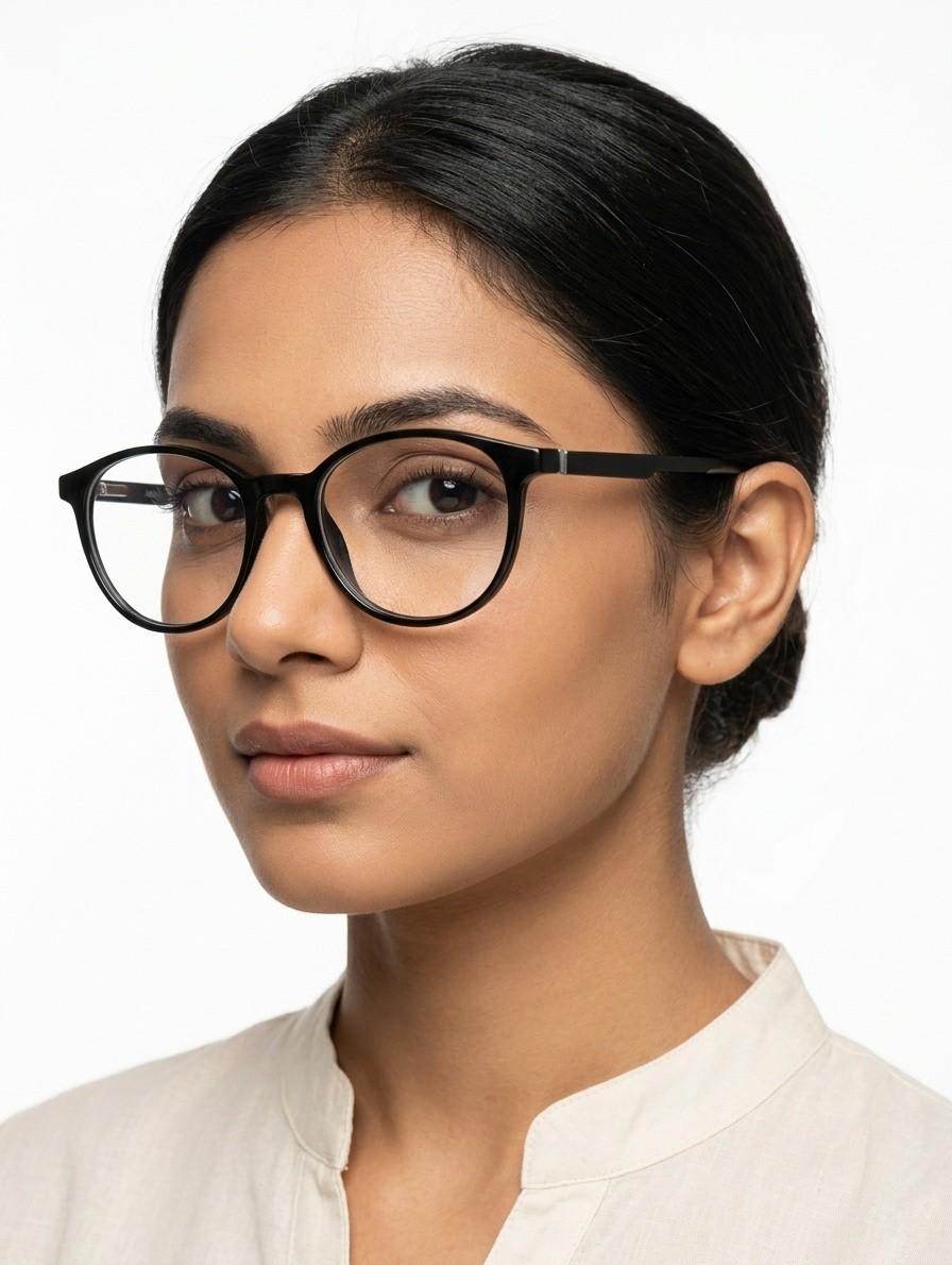 EYECONIC ARK | FLEXIBLE | ROUND FULL RIM FRAME | GLOSSY BLACK | SIZE : M