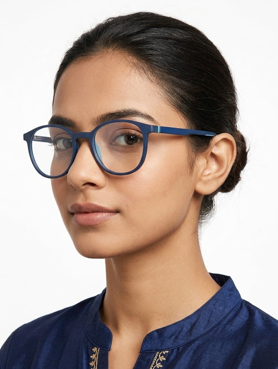 EYECONIC ARK | FLEXIBLE |M.BLUE| ROUND FULL RIM FRAME| SIZE : M