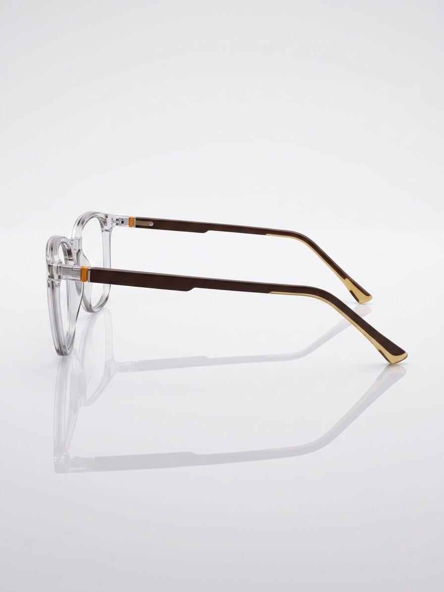 EYECONIC ARK | FLEXIBLE | SQUARE FULL RIM FRAME | CLEAR BROWN | SIZE : M