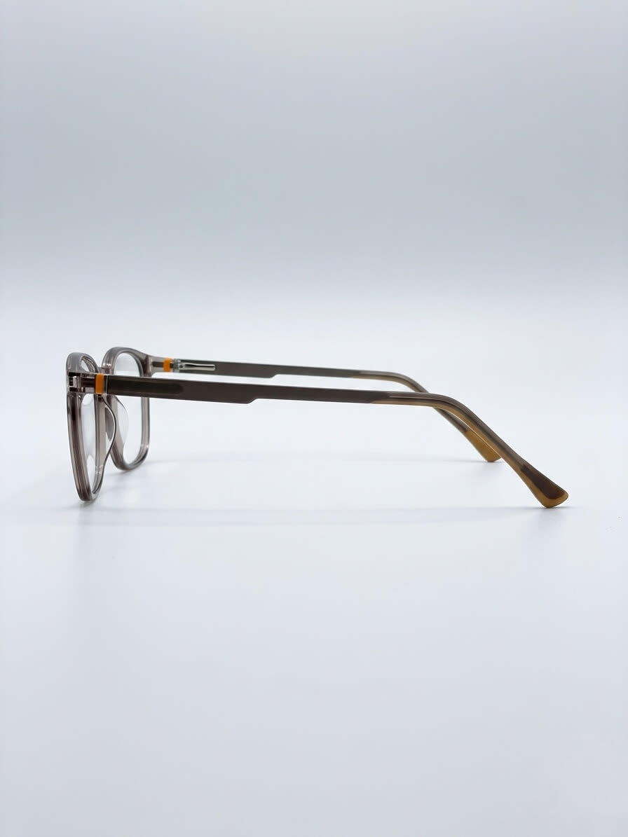 EYECONIC ARK | FLEXIBLE | SQUARE FULL RIM FRAME | CLEAR BROWN | SIZE : M