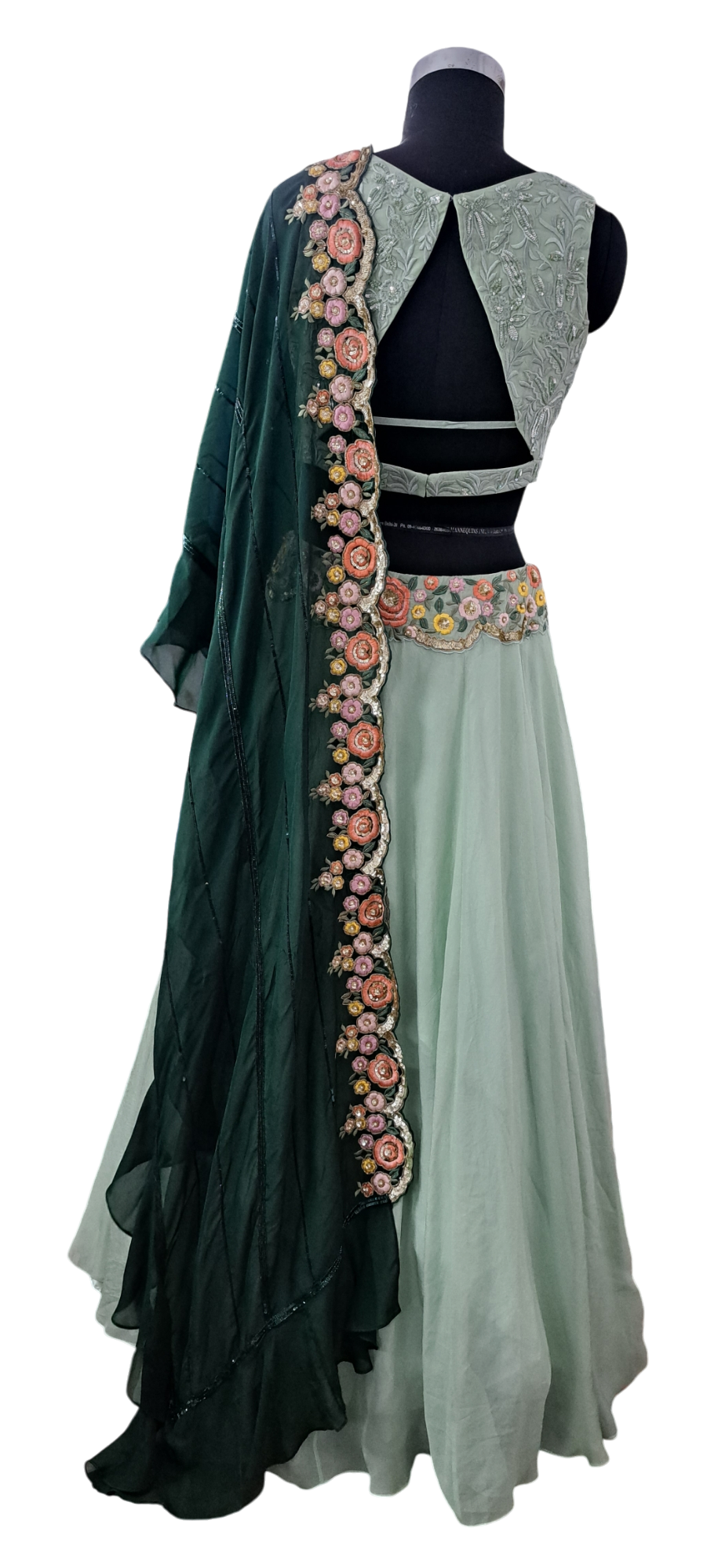 Elegant Handcrafted Green Lehenga Set
