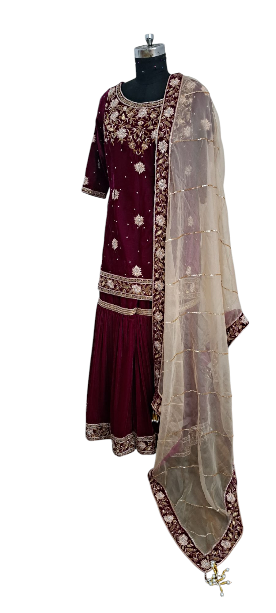 Elegant Handcrafted Maroon Suit Set