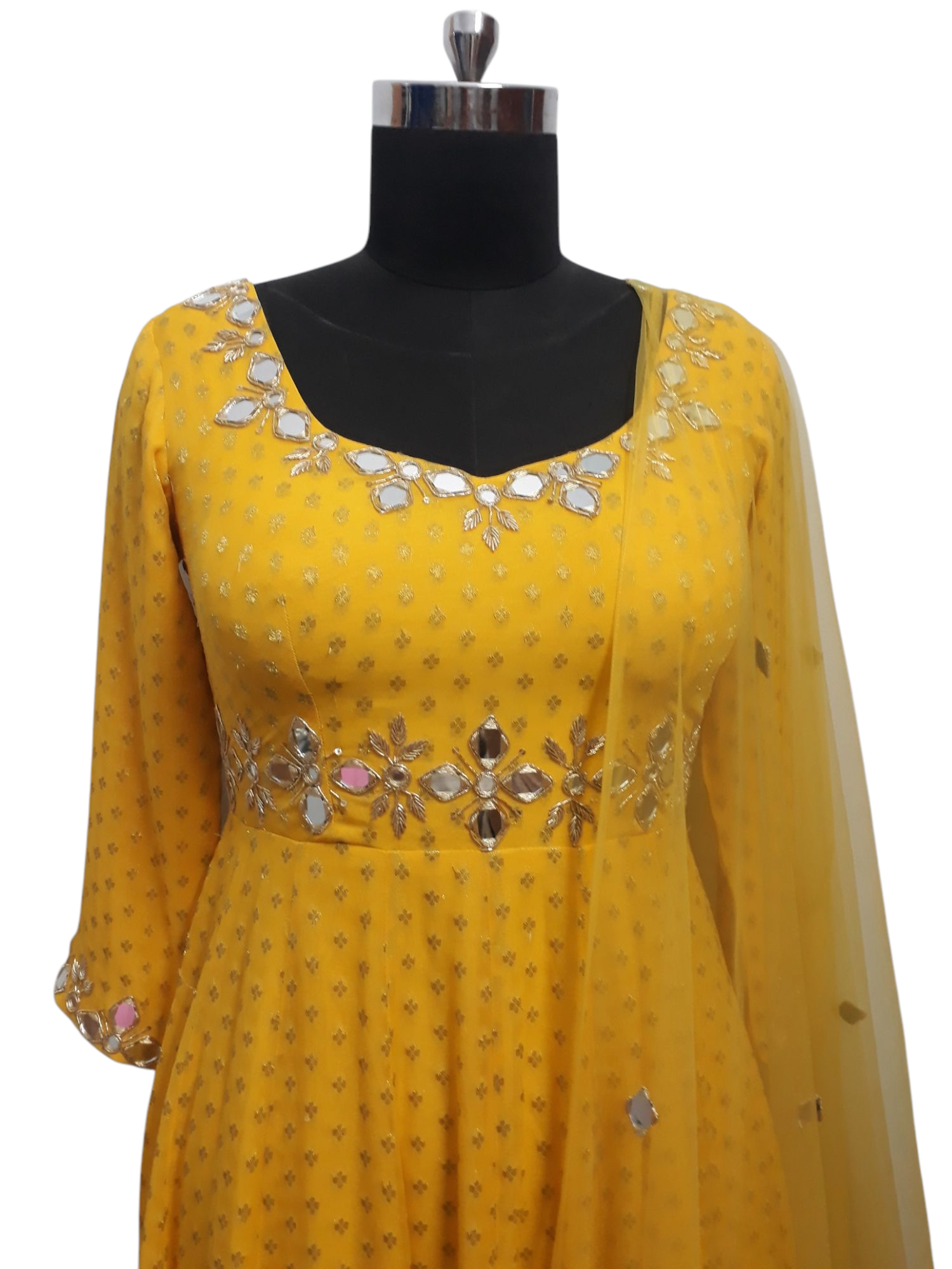 Elegant Handcrafted Yellow Anarkali Set