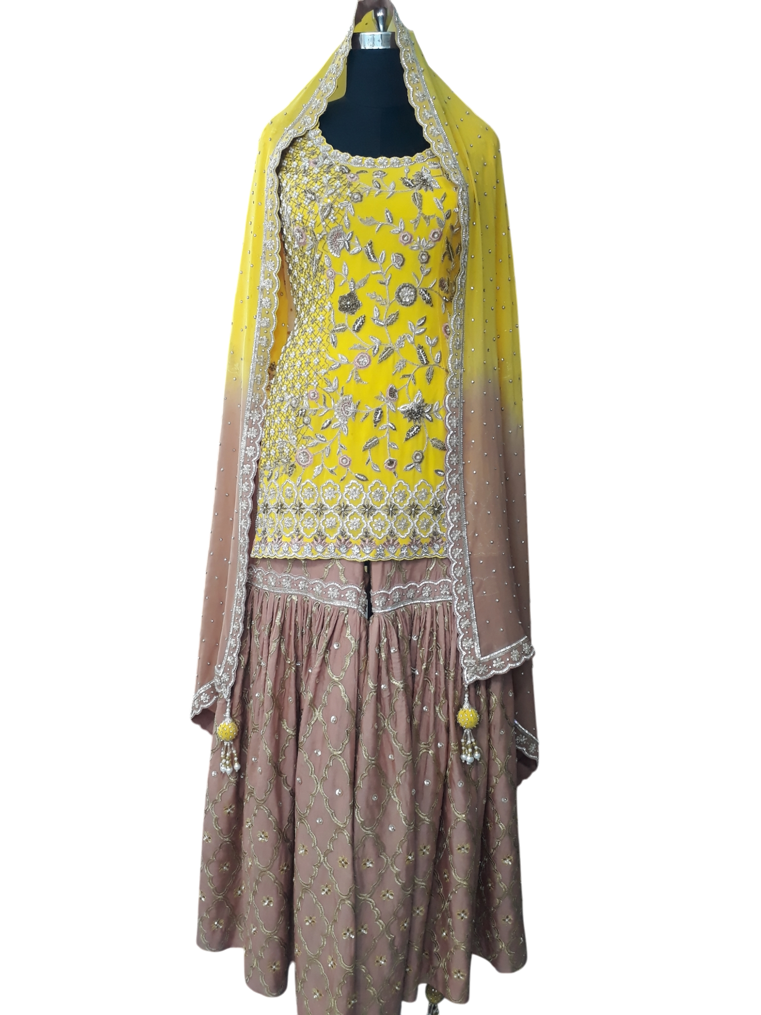 Elegant Handcrafted Yellow Anarkali New Set