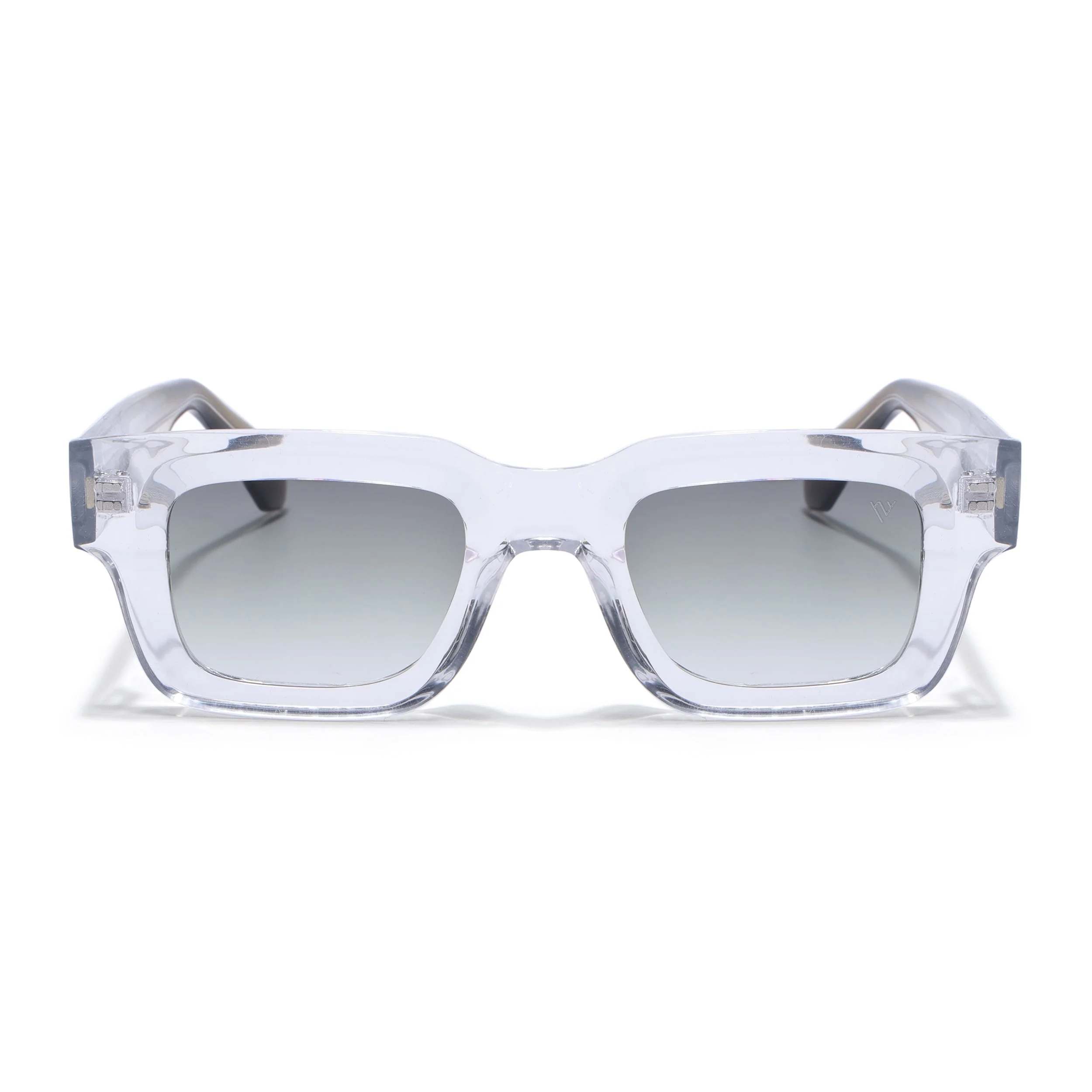Rectangle Polarized Sunglasses for Men & Women (Olive Lens | Transparent Frame - PMG7958)