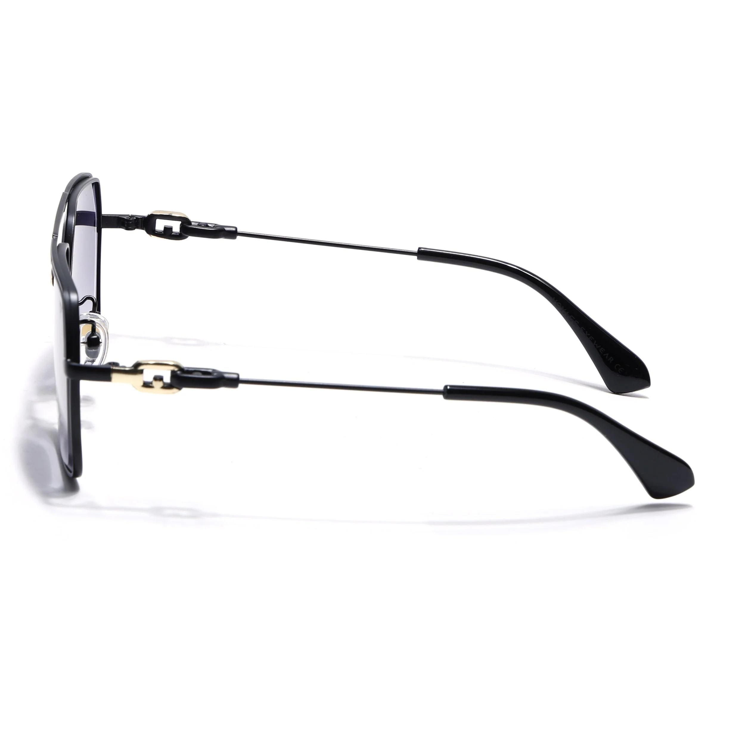 Wayfarer Sunglasses for Men & Women (Grey & Clear Lens | Golden & Black Frame - MG7531)